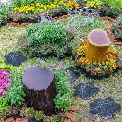 3 Pieces Dog Paw Garden Stepping Stones Garden Decor Cast Irons Dog Rocks Rustic Outdoor Stones Decorative Stone for Garden Walkway Outdoor Decoration (3 Count)