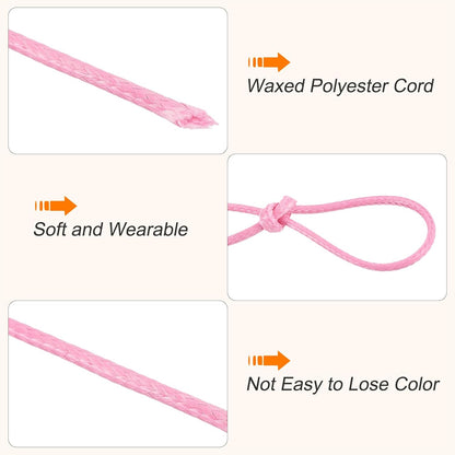 MECCANIXITY Waxed Cord 0.8mm Waxed Polyester Cord 175 Yard Wax String for Bracelet Making,Necklaces, Beading,Jewelry Making and DIY Crafts(Dark Pink)