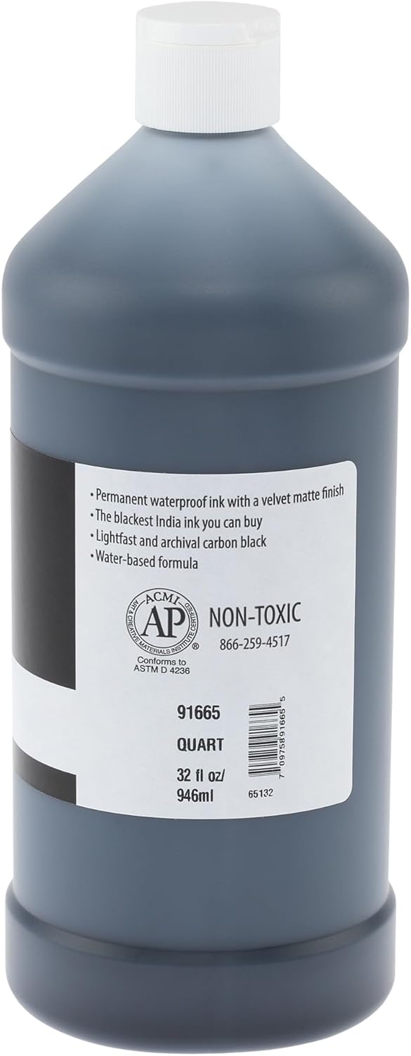New York Central® India Ink 32oz Bottle - Make an Impact with Matte Black India Ink, Perfect for Artists, Calligraphy, Illustrations, & More - Crafty Corner