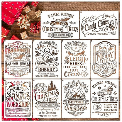 10 Pieces Christmas Stencils Reusable (10 Count)