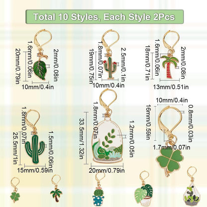 SUNNYCLUE 1 Box 20Pcs Stitch Markers Cute Lobster Clasp Charms Green Plants Cactus Crochet Stitch Marker Removable Knitting Stitch Markers Metal Crocheting Markers for Sewing Weaving Knit Threading