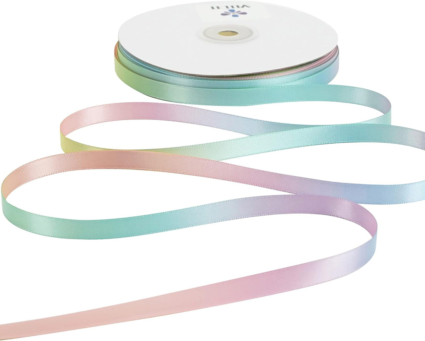 MEEDEE Pastel Rainbow Satin Ribbon - 3/8 inch Craft Gift Wrapping Wedding Pride Party Birthday Party Decoration Hair Bow - 50 Yards - Crafty Corner