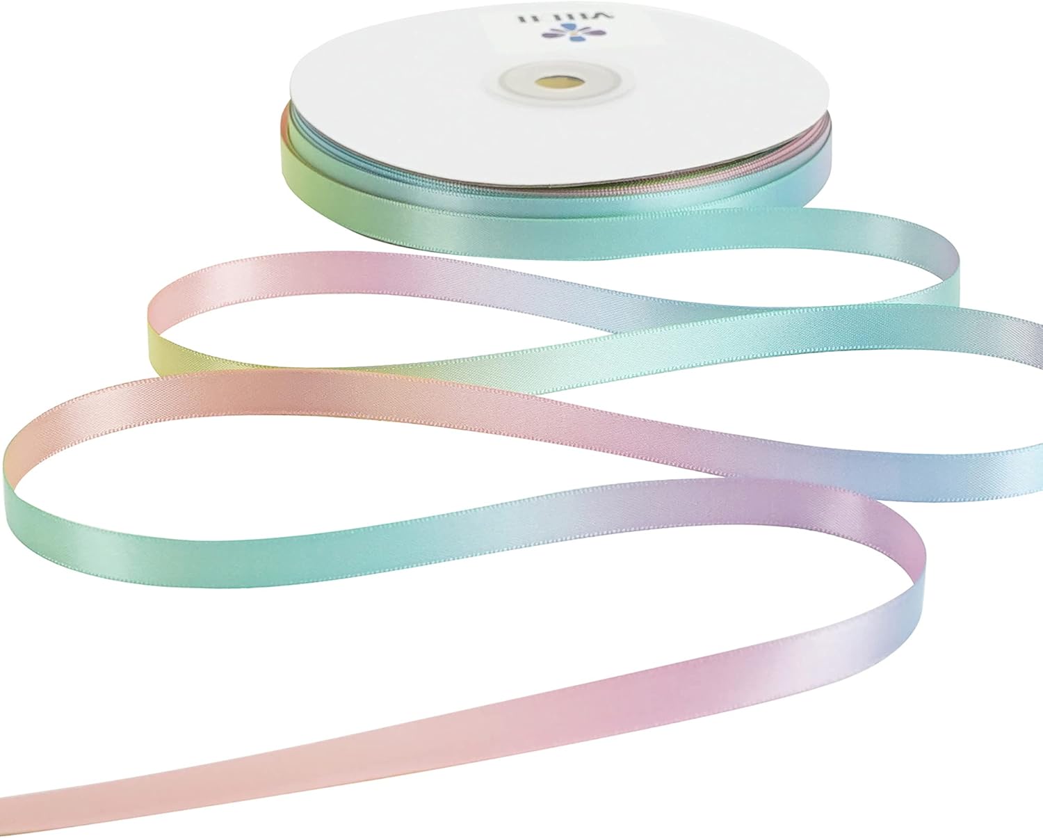 MEEDEE Pastel Rainbow Satin Ribbon - 3/8 inch Craft Gift Wrapping Wedding Pride Party Birthday Party Decoration Hair Bow - 50 Yards - Crafty Corner