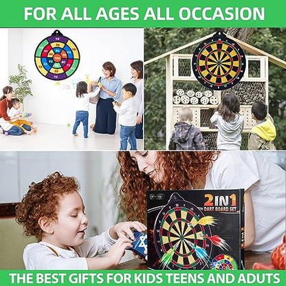 2in1 Magnetic Dart Board for Kids Adult (24 Count)