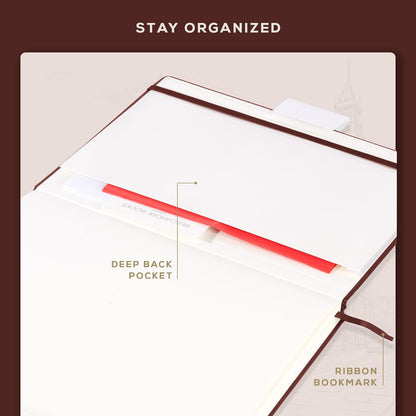 Beechmore Books A3 Sketchbook – 11.7x16.5 Premium Vegan Leather Bound Large Sketch Book Hardcover with 160 Thick 160gsm Perforated Ivory Pages, Blank Sketch Pad Gift Boxed Back Pocket Ribbon Bookmark - Crafty Corner