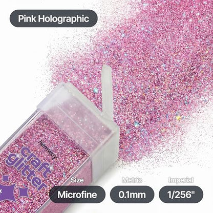 Craft Glitter Shaker Pink Holographic 130g Microfine (3.8 Ounce)