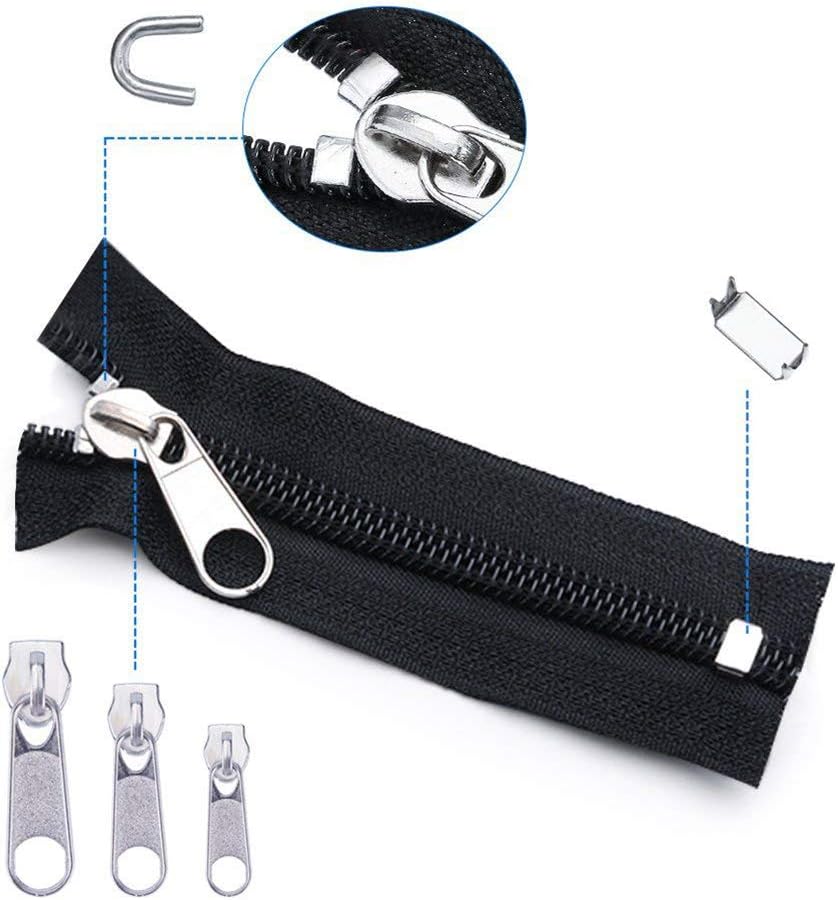Zipper Repair Kit 197 Pcs, Zipper Replacement with Two Installation Pliers for Sleeping Bags, Jacket, Tent, Luggage, Backpacks