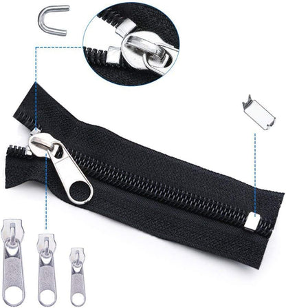 Zipper Repair Kit 197 Pcs, Zipper Replacement with Two Installation Pliers for Sleeping Bags, Jacket, Tent, Luggage, Backpacks