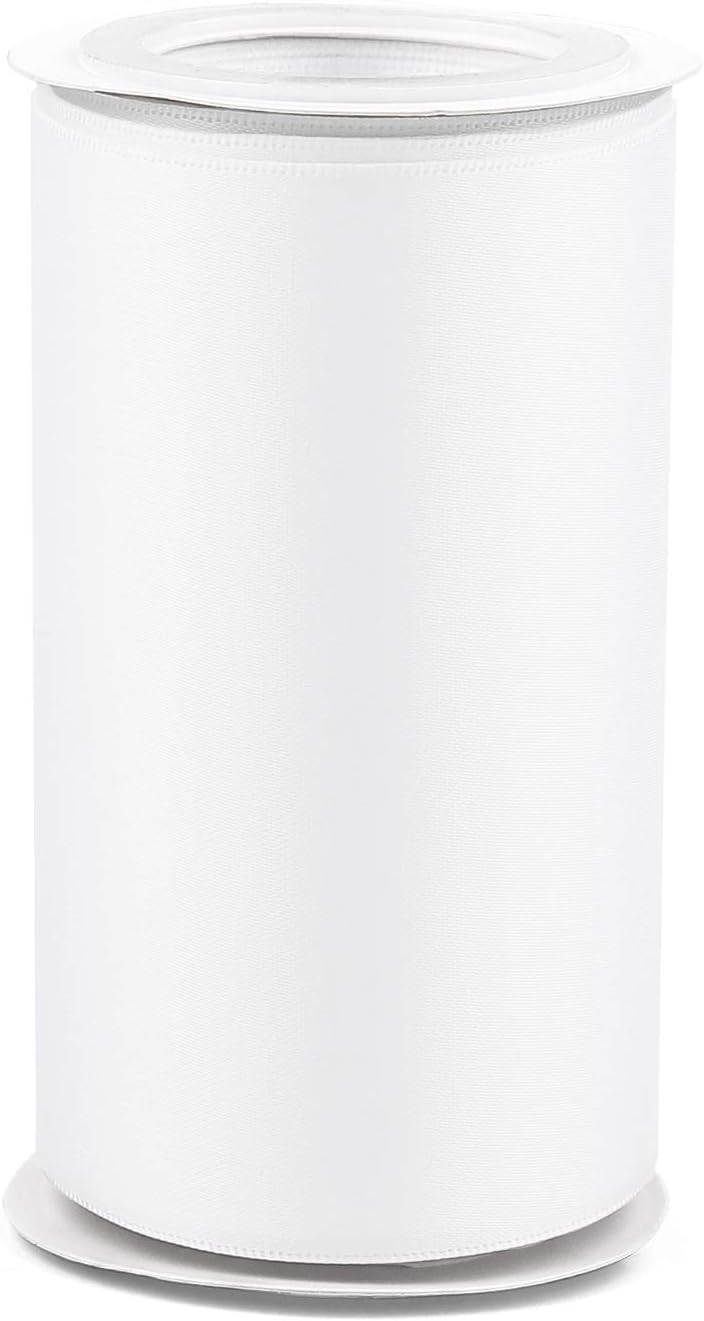 Humphrey's Craft 4 Inch White Double Faced Satin Ribbon - 5 Yards White Ribbon for Crafts Gift Wrapping Cutting Ceremony Decoration Sewing Chair Sash Wedding and Dining Tables. - Crafty Corner