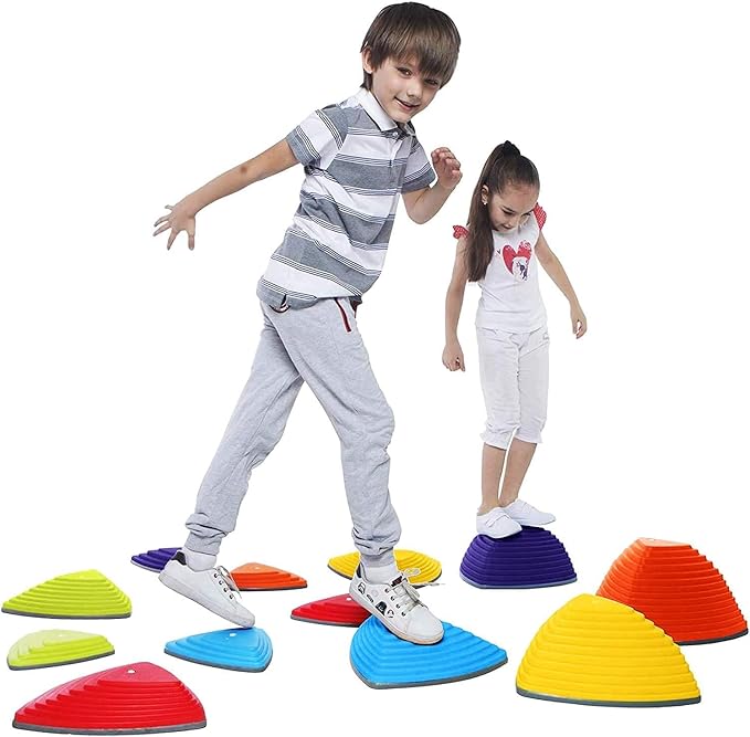Special Supplies Stepping Stones for Kids Indoor and Outdoor Balance Blocks Promote Coordination, Balance, Strength Child Safe Rubber, Non-Slip Edging
