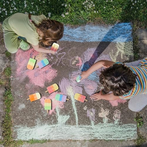 60 Pcs Ice Cream Sidewalk Chalk Set Multicolor Chalk Party Favors Bulk Washable Safe Outdoor Chalks for Kids Adults Fun Summer Playground Outdoor Activities Painting on Chalkboard Blackboard (60 Count)