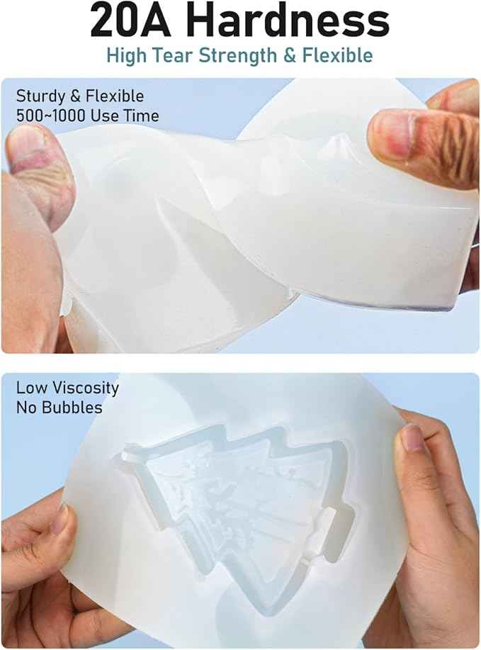 74oz Platinum Silicone Mold Making Kit with Molds Housing & Mixing Cups, 1:1 Ratio, 15A Medium Hardness, Non-Toxic Liquid Silicone Rubber for Resin, Jewelry, Craft Molds
