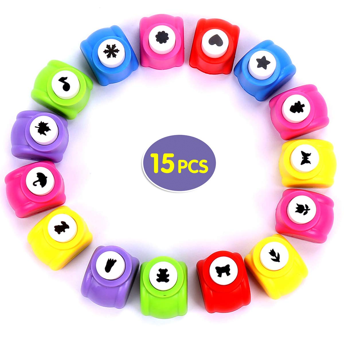 Paper Punches,15pcs Punch Craft Set Mini Punches Hole Punch Shapes Hole Punch Shape Scrapbooking Supplies for Kindergarten Teacher Office Supplies Kids - Crafty Corner