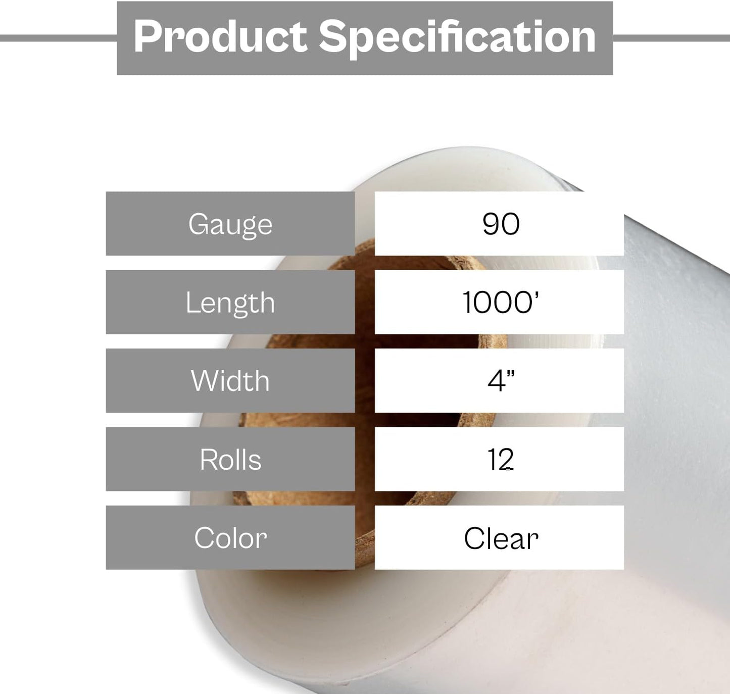 PSBM Mini Stretch Wrap with Handle, 12 Pack, 4 Inch x 1000 Feet, 90 Gauge, Clear, Small Plastic Cling Film for Pallets Moving Storing