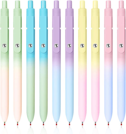 Gel Pens, 10 Pcs Medium Point Smooth Writing Pens Cute Pens for Women, High-End Series 0.7mm Black Ink Pens for Journaling Note Taking, School Office Supplies (10 Pcs Gradient)