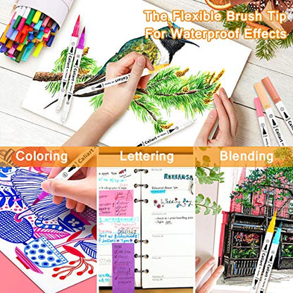 34 Double Tip Brush Pens Art Markers for Adult Coloring Books (34 Count)