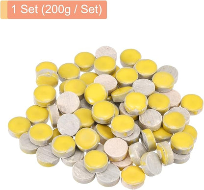 MECCANIXITY 200g Ceramic Mosaic Tiles for Crafts Bulk, Round Yellow Ceramic Tiles for Mosaic Kits Garden Stepping Stone Cup Mat
