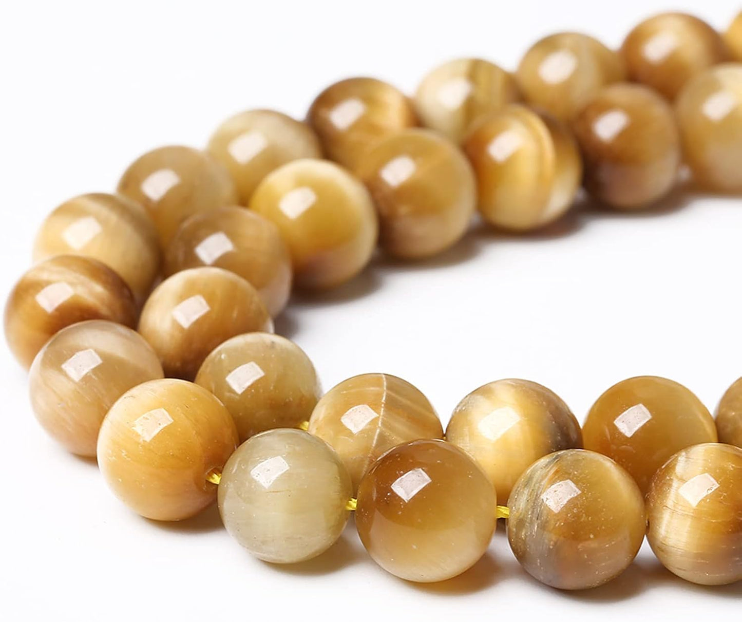 12mm 32pcs Natural Gemstone Gold Tiger Eye Beads Round Spacer Loose Beads for Jewelry Making DIY Bracelet Necklace 15" Inch
