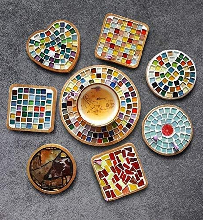 Mosaic Tiles,Glass Tiles, Shine Crystal Mosaic Glass Pieces Bulk Square Glitter Crystal Mosaic Tiles for Home Decoration or DIY Crafts 200g,1x1 cm,Water Blue