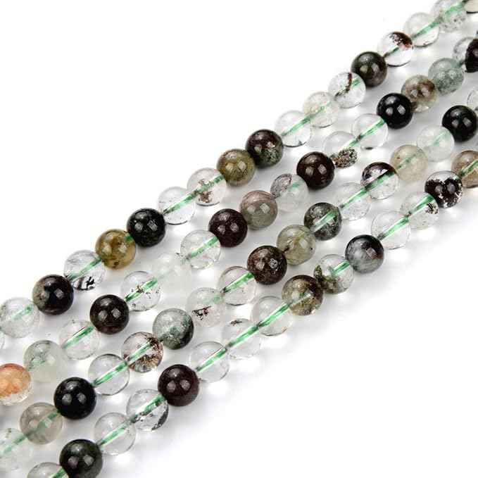 120pcs Adabele Natural Green Phantom Crystal Quartz Healing Gemstone 6mm Round Loose Beads Gem Stone Spacer for DIY Craft Jewelry Making GE7-6