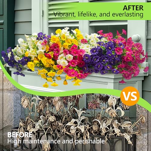 16 Bundles Artificial Flowers for Outdoor Spring Summer Decoration (16 Count)