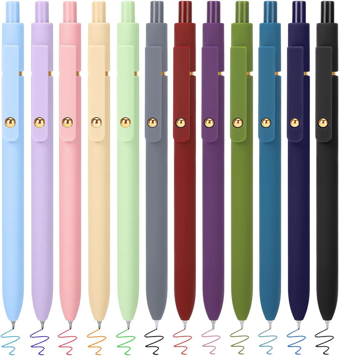 FIOVER Colored Pens, 12 Pack Colorful Gel Pens, Quick-Dry 0.7mm Medium Point for Journaling, Note Taking, Doodling, Aesthetic Office School Supplies, Gifts for Women Men