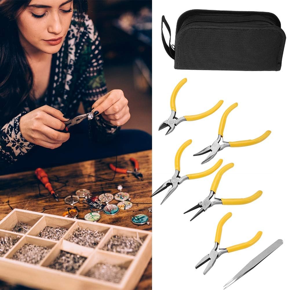 Jewelry Pliers, 5Pcs Professional Jewelry Pliers Tools Kit Includes Round Nose Pliers, Bent Nose Pliers, Needle Nose Pliers, Flat Nose Pliers for Jewelry Beading Repair Making - Crafty Corner