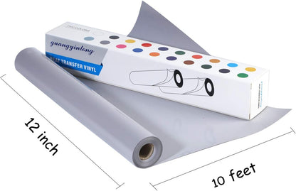 guangyintong Heat Transfer Vinyl Gray HTV Rolls, 12" x 10ft Gray Iron on Vinyl for T-Shirts, Matte Surface HTV Vinyl for All Cutter Machine Easy to Cut & Weed for Heat Vinyl DIY Design