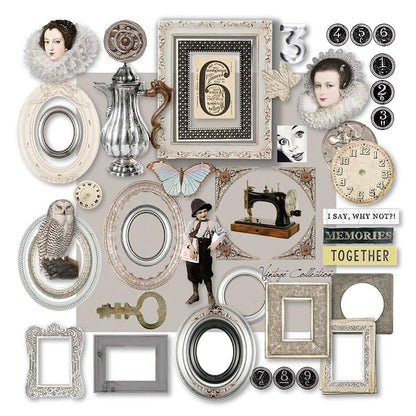 Vintage Junk Journal Items Kit Pre Cut Paper Cards Cutout Cardstock Art Aesthetic Decor Hollow Out Craft Elements Small Embellishments Supplies for Adults Scrapbook Pack