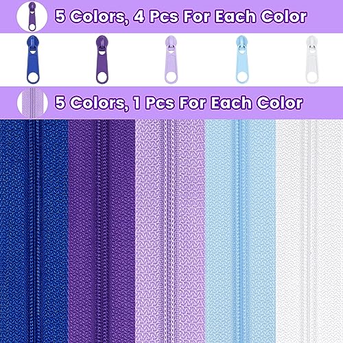 15.3 Yards 14 m 5 Pieces Assorted Colors #3 Nylon Coil Zippers