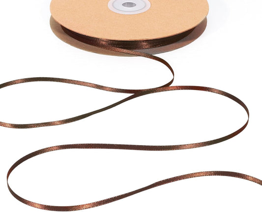 LaRibbons Brown Satin Ribbon 1/8 Inch 100 Yards Thin Luxury Double Faced Firar Brown Silk Ribbon for Flower Bouquet Crafts Gift Wrapping Wedding Christmas Decoration - Crafty Corner