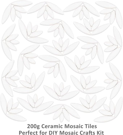 Artspac White Petal Ceramic Mosaic Tiles for Crafts, 200g Flower Tiles Mosaic Pieces for Mosaic Craft Supplies,Garden Art Decor