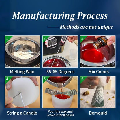5 PC Christmas Tree Pine Cone Silicone Candle molds with Wax Wick (5 Count)