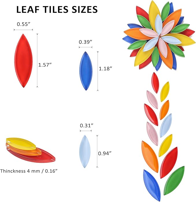 Youway Style 1lb Petal Mosaic Tiles for Crafts,Glass Flower Mosaic Tiles, Vibrant Multicolor Glass Pieces for DIY Coasters & Garden Decor Accents