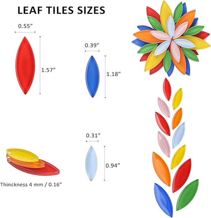 Youway Style 1lb Petal Mosaic Tiles for Crafts,Glass Flower Mosaic Tiles, Vibrant Multicolor Glass Pieces for DIY Coasters & Garden Decor Accents