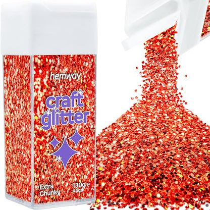 Craft Glitter Shaker Red Holographic 130g Extra Chunky (3.8 Ounce)