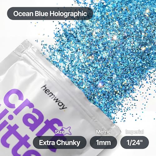 Craft Glitter Ocean Blue Holographic 100g Extra Chunky Glitter