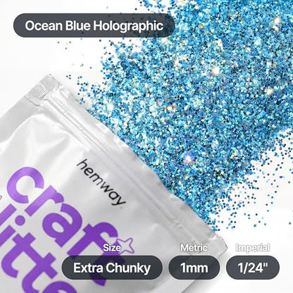 Craft Glitter Ocean Blue Holographic 100g Extra Chunky Glitter