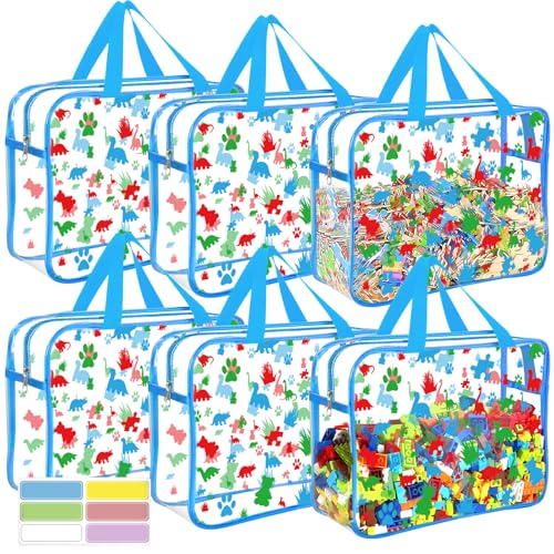 6 Packs Large Toy Storage Bags with Labels (6 Count)
