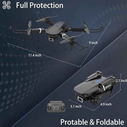 Drone With 1080P Camera for Adults Beginners Kids, Foldable RC Quadcopter, Toy Drones Gifts, FPV Drone Video, 2 Batteries, Carrying Case, One Key Start, Headless Mode, Waypoints fly, 360° Flips