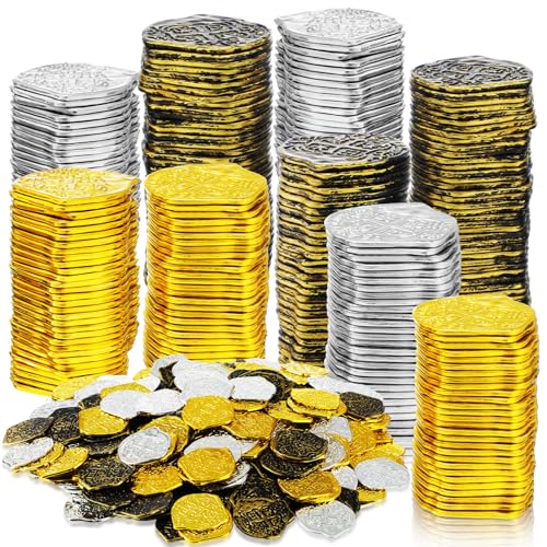 100 Pcs Plastic Pirate Coins for Treasure Chest Party Favors (100 Count)