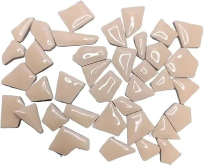Mosaic Tiles 200g/7.05oz(Approx. 155-170pcs) Porcelain Mosaic Tiles 1-2.5cm 0.4mm Thickness Ceramic Mosaic Stones DIY Mosaic Craft Material(Light Khaki)