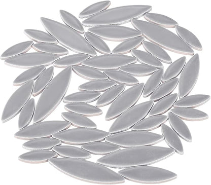 uxcell Ceramic Mosaic Tile, About 200g Teardrop Leaf Tile Mosaic Block for Handicrafts Artwork, Grey