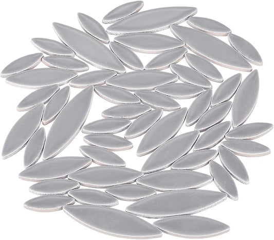 uxcell Ceramic Mosaic Tile, About 200g Teardrop Leaf Tile Mosaic Block for Handicrafts Artwork, Grey