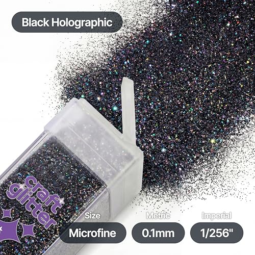 Craft Glitter Shaker Black Holographic 130g Microfine (4.6 Ounce)