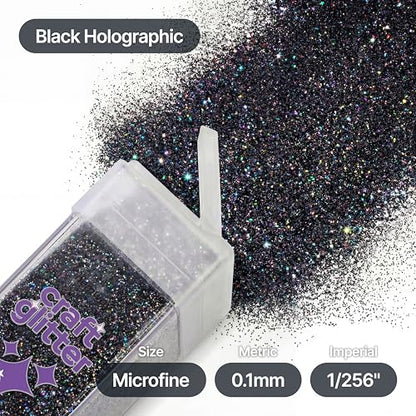 Craft Glitter Shaker Black Holographic 130g Microfine (4.6 Ounce)