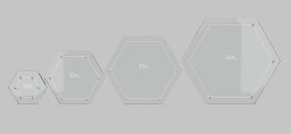 Hexagon, Circle, and Square Acrylic Quilting Templates - 12 Pieces with 4", 3", 2", 1" Sizes - 1/4" Seam Allowance - Durable Clear Acrylic for Quilting, Patchwork, Sewing, & DIY Projects