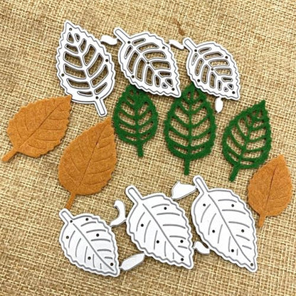 Leaf Shape Metal Cutting Dies Set with Embossing Tools for Card Making Album