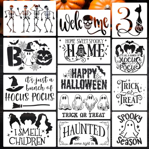 Halloween Stencils for Crafts Reusable Halloween Stencils for Door Mats (13 Count)