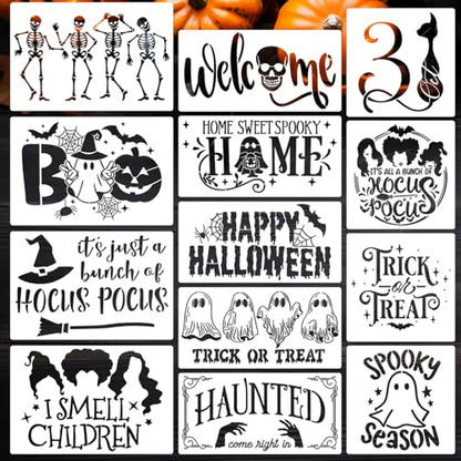 Halloween Stencils for Crafts Reusable Halloween Stencils for Door Mats (13 Count)